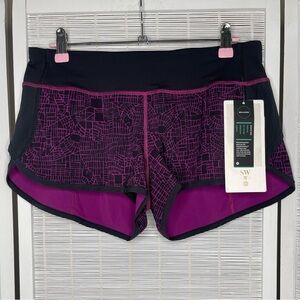 Lululemon Speed Short 2016 SeaWheeze Grid Map Size 6 Collector Item NWT